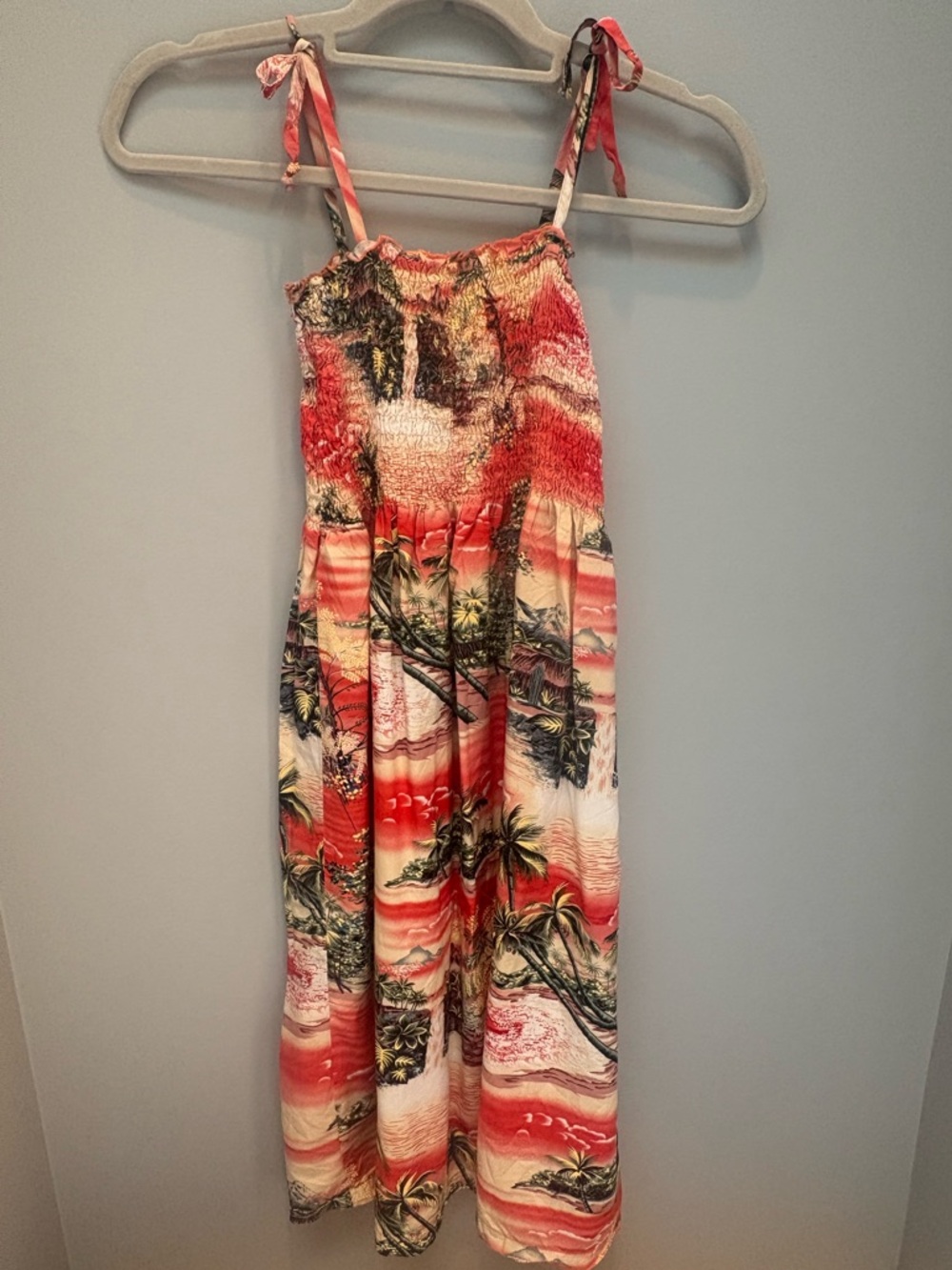 Vintage Hawaiian Dress Made in Hawaii Smocked Sundress Tropical Print Size M - Picture 10 of 10